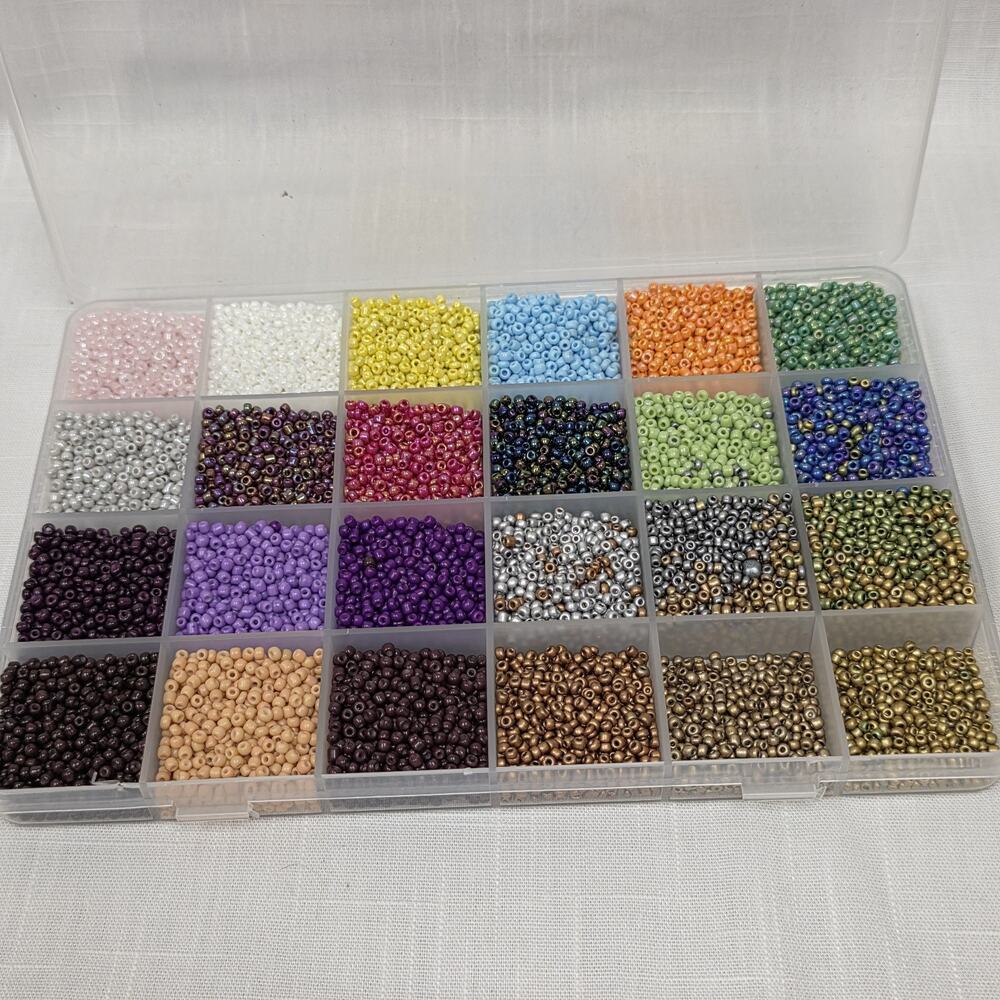 Mixed Color Jewelry Making Bead Assortment in Organizer Case Glass Plastic Craft